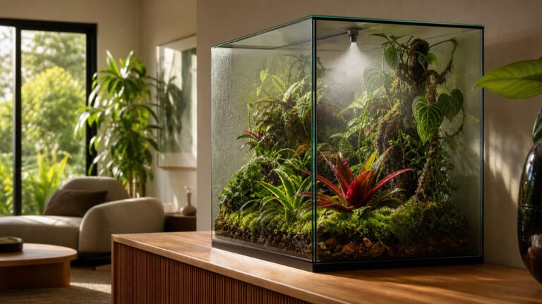 Terrarium na czas urlopu z pracującym systemem zraszania